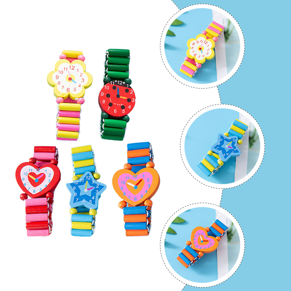 Kids Educational Watch - 5 Buah Jam Tangan Kayu Gelang