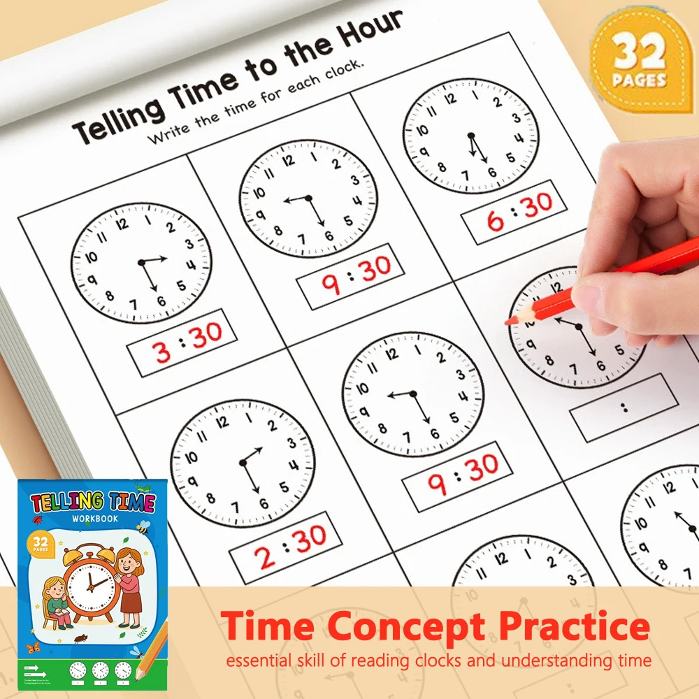 Learning Workbook Preschool - 32 Halaman Buku Kerja Mengenal Waktu