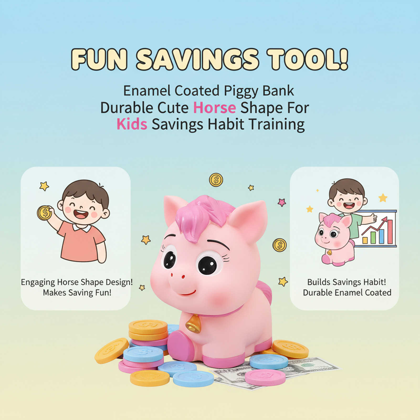 Kotak Tabungan Berbentuk Kuda  - Kids Education Savings ulasan dan harga